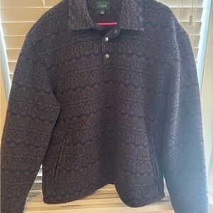 J Crew wool blend sweater fleece snap collar pullover
